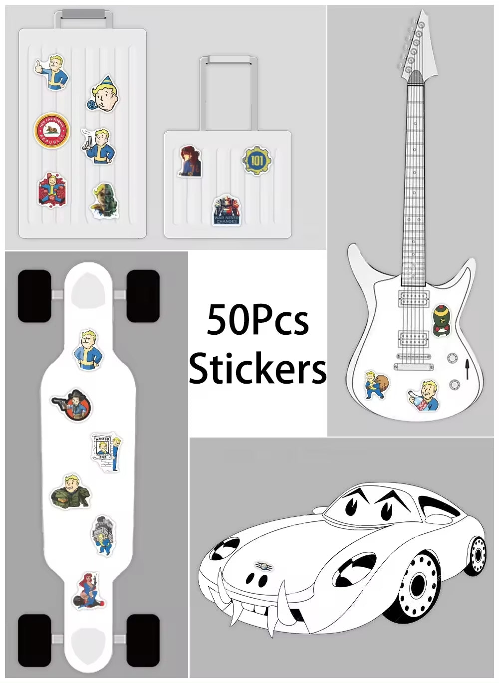 FALLOUT Survival sticker adesivi vault boy nuka cola girl pip boy 50pcs