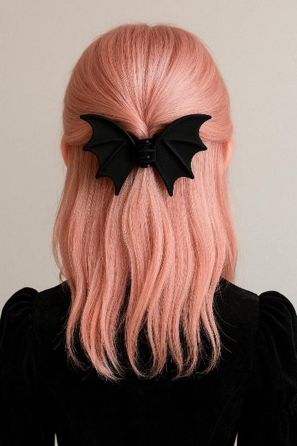 Gothic bat wings hair clip barrette alternative dark aesthetic hair accessory