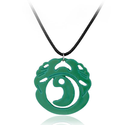 Jade Tomb Raider pendant necklace with Lara Croft cosplay charm