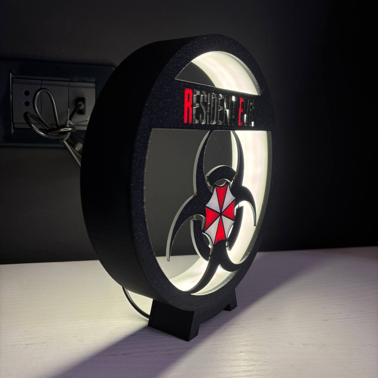 Ring LED Lamp USB Night Light - Shadow Box Biohazard Silhouette | RESIDENT EVIL