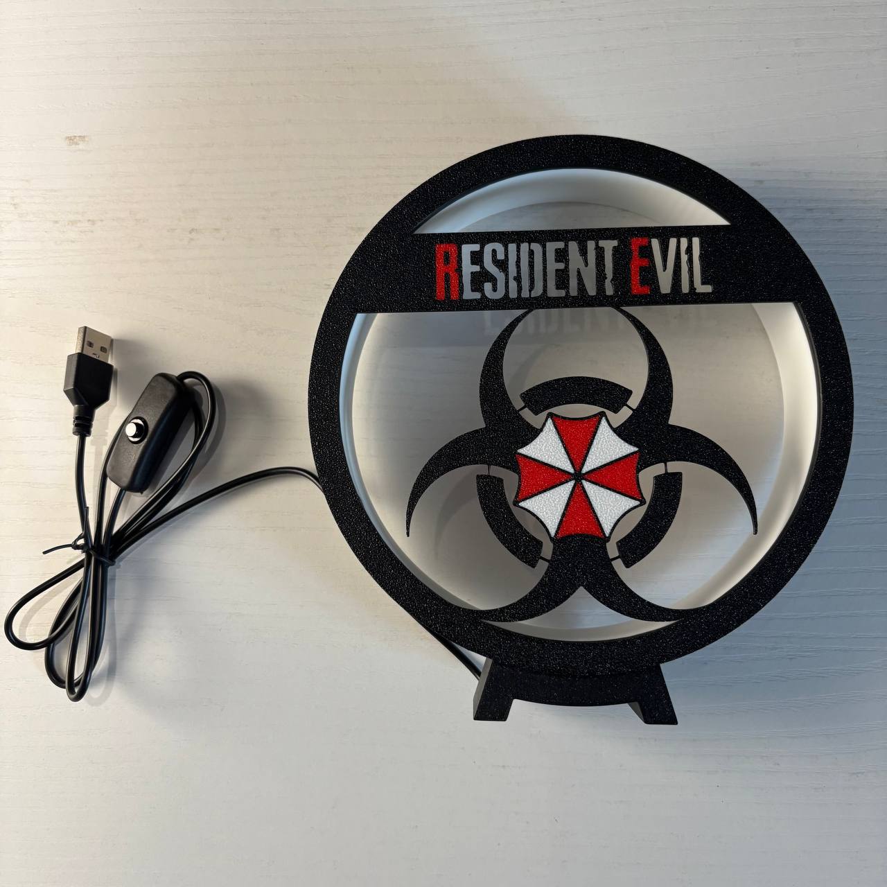 Ring LED Lamp USB Night Light - Shadow Box Biohazard Silhouette | RESIDENT EVIL