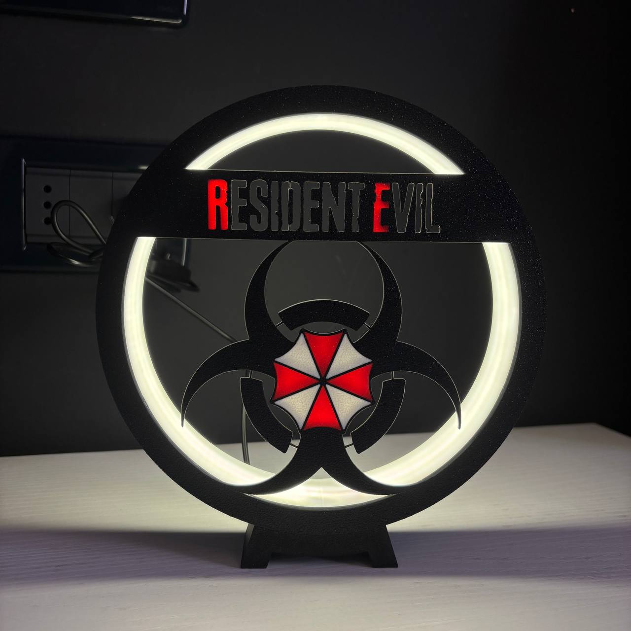 Ring LED Lamp USB Night Light - Shadow Box Biohazard Silhouette | RESIDENT EVIL