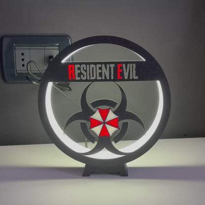 Ring LED Lamp USB Night Light - Shadow Box Biohazard Silhouette | RESIDENT EVIL